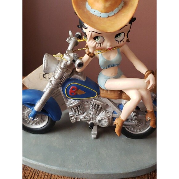 Betty Boop Blue Easy Rider Motorcycle Howdy Cowgirl Hat 2001 King Features READ - Picture 6 of 14